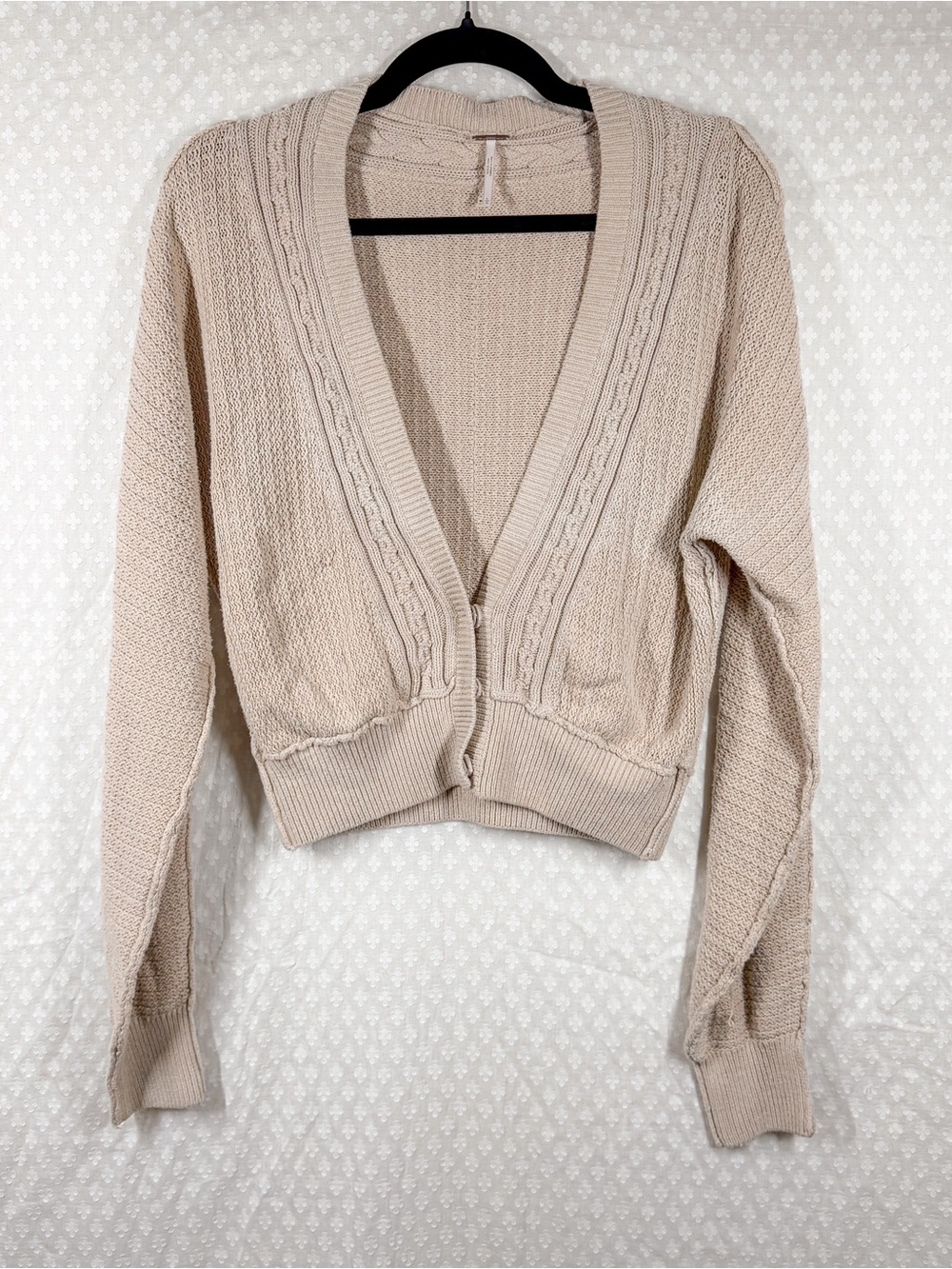 Free People Beige Knit Button Up Moon River Cardigan